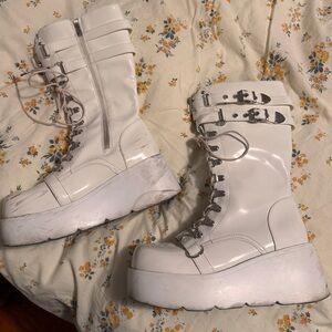 Women's White Platform Rave Boots
